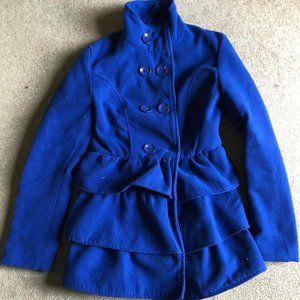 Women's Royal Blue Rue21 Peplum Pea Coat